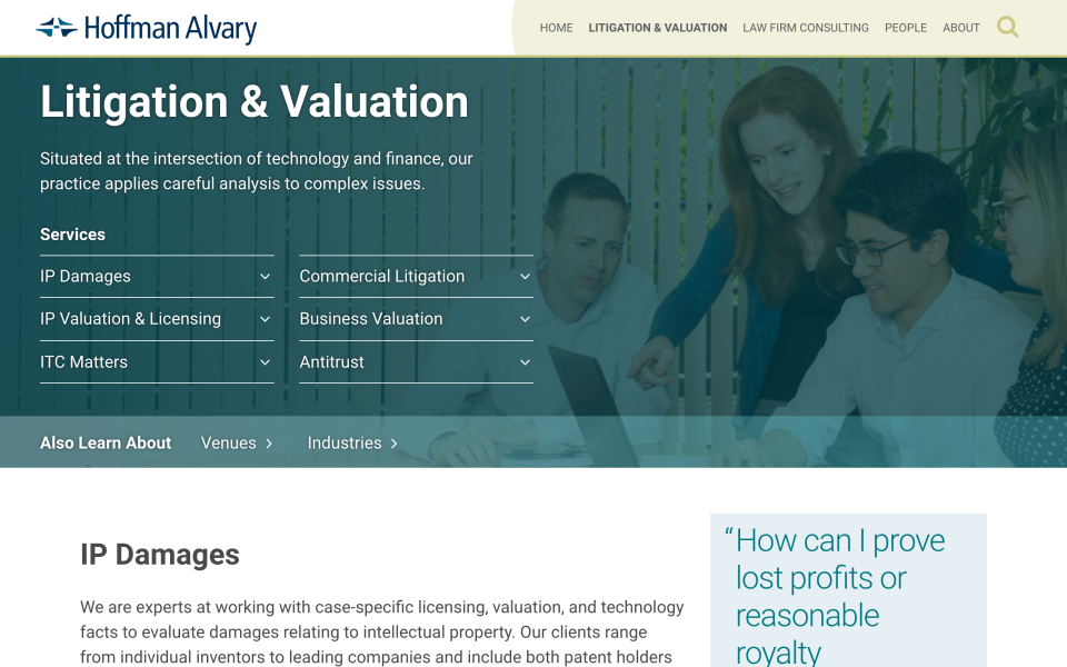 hoffmanalvary com litigation and valuation desktop