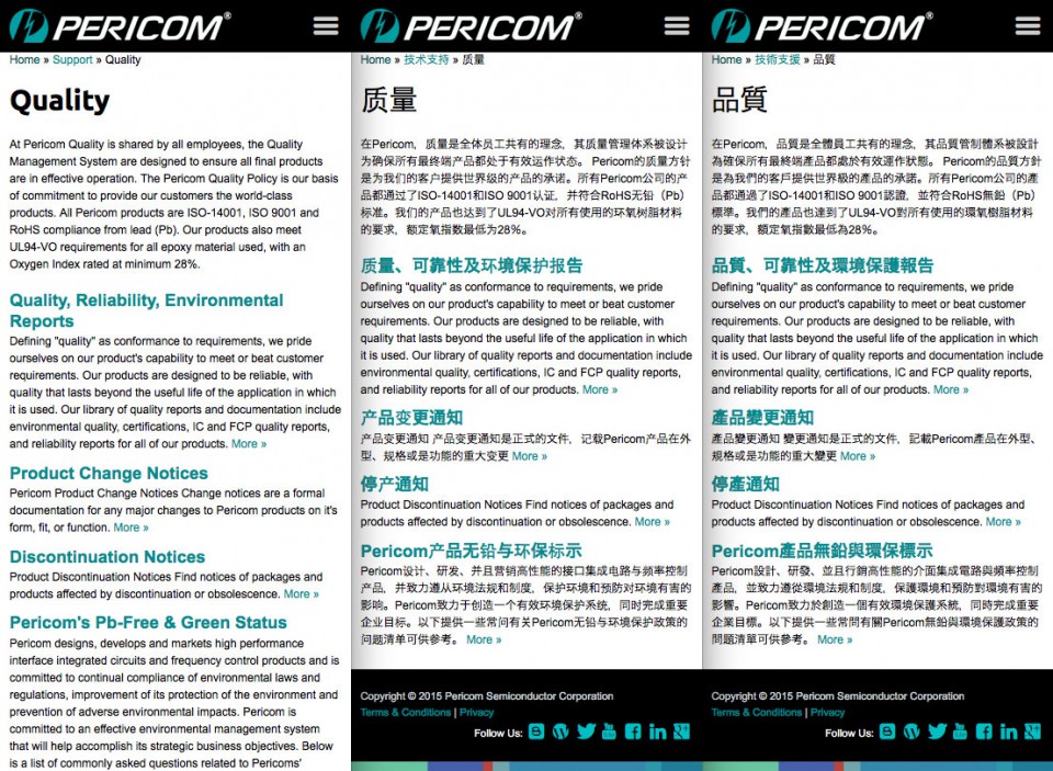 pericom multi language